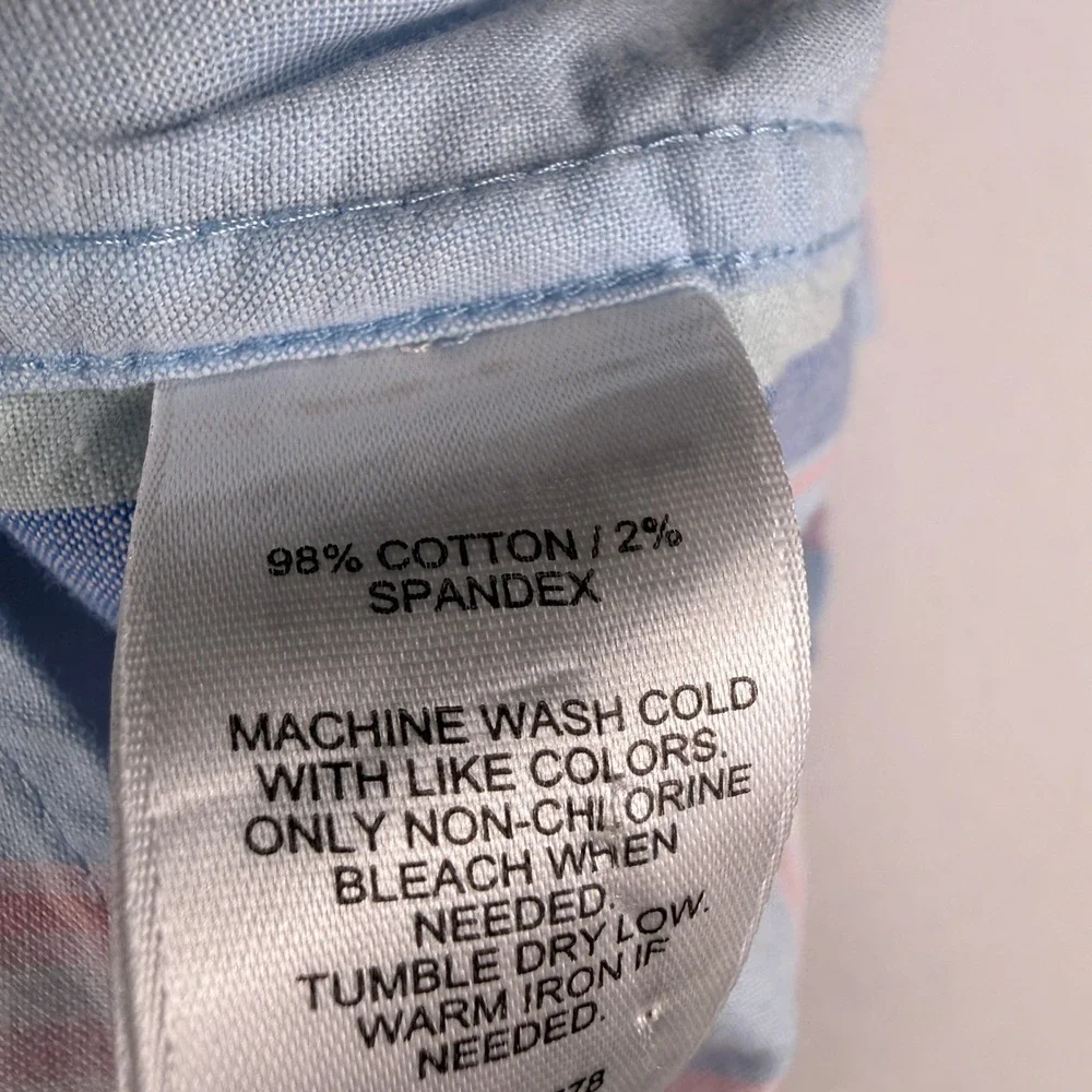 Vineyard Vines Mens M Classic Fit SS Striped Button Down Shirt Pastel Blue